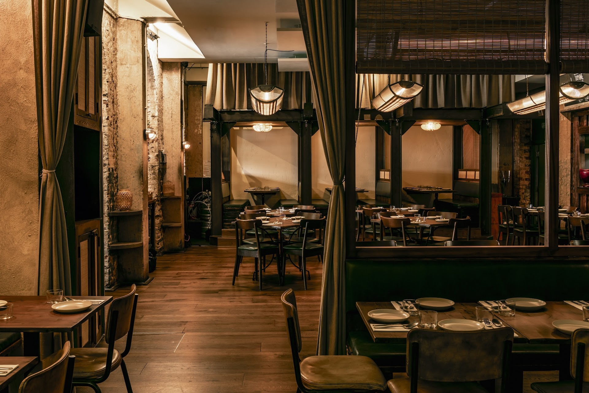 A dim, considered London dining room